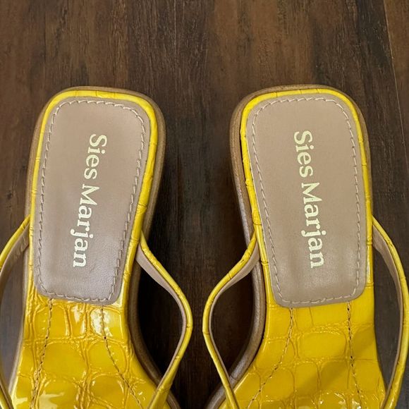 SIES MARJAN Alix Crocodile Thong Heeled Sandals Yellow Leather - Picture 8 of 12